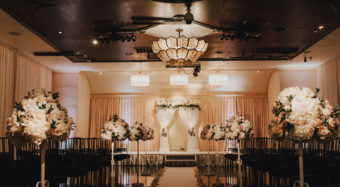 wedding ceremony setup in the sofia ballroom at noor los angeles